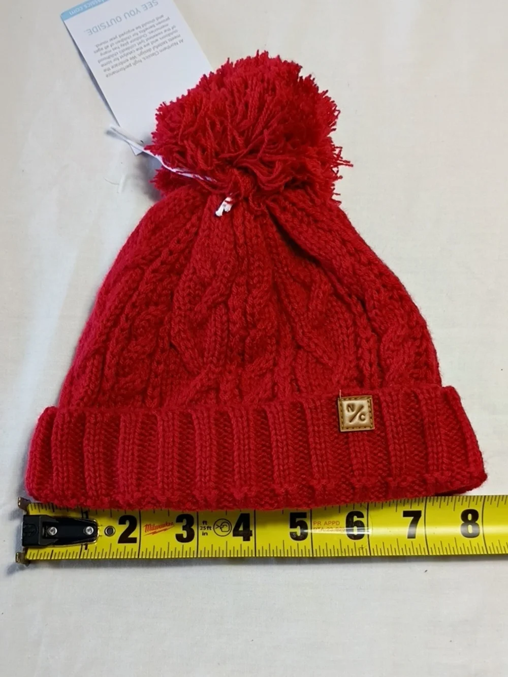 NWT Northern Classics Red Classic Pom Pom Cable Knit Beanie Sz 0-6 Month Winter